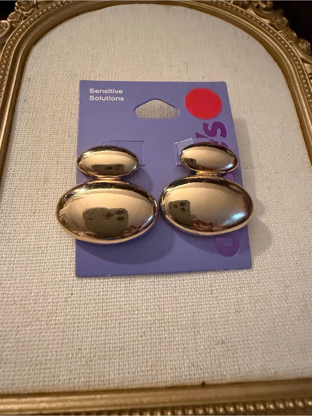 Claire’s Sensitive Solutions Gold-Tone Oval Drop Earrings